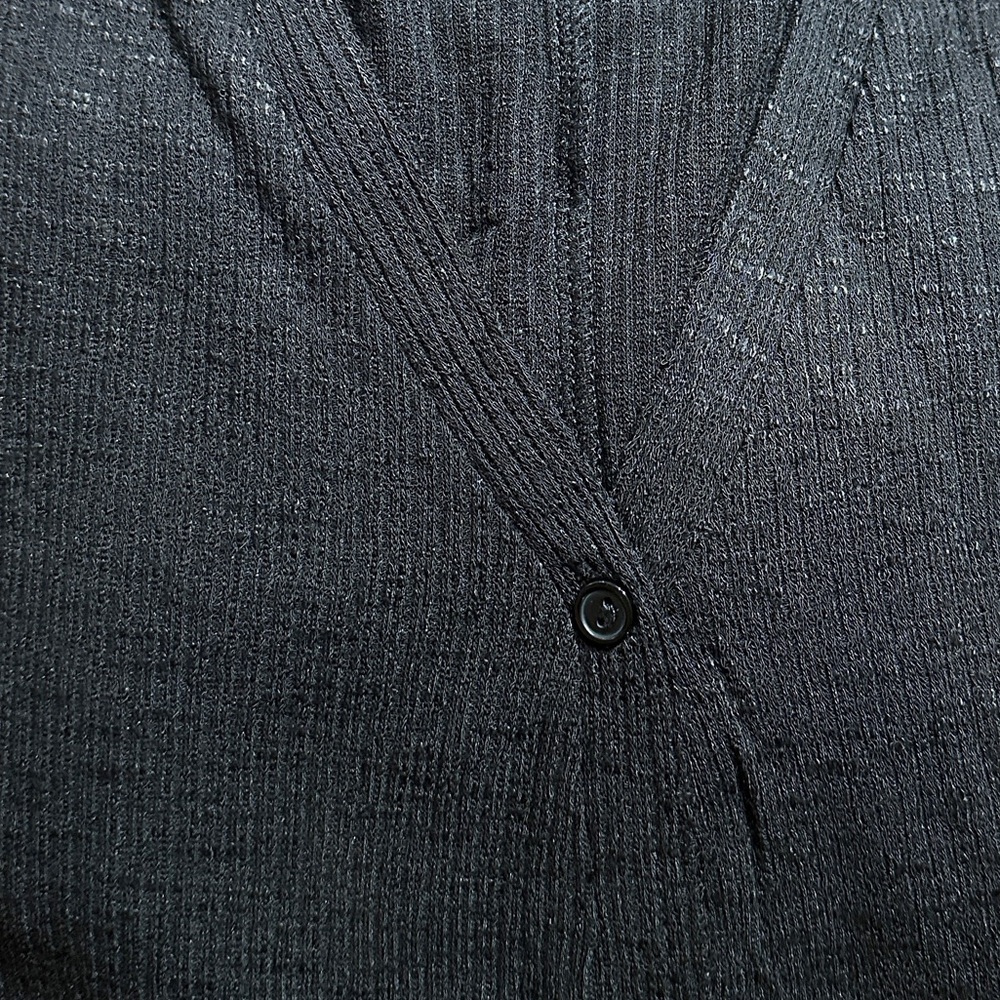 Black Buttoned Down Ribbed Duster - Picture 7 of 7